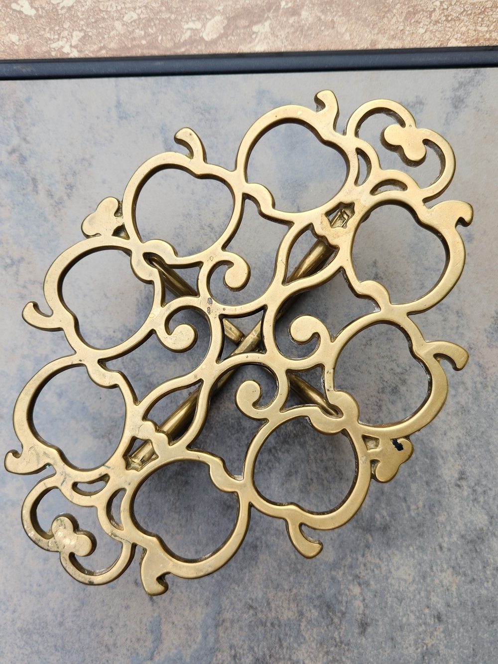 Solid Brass Warming Trivet In Apple Design